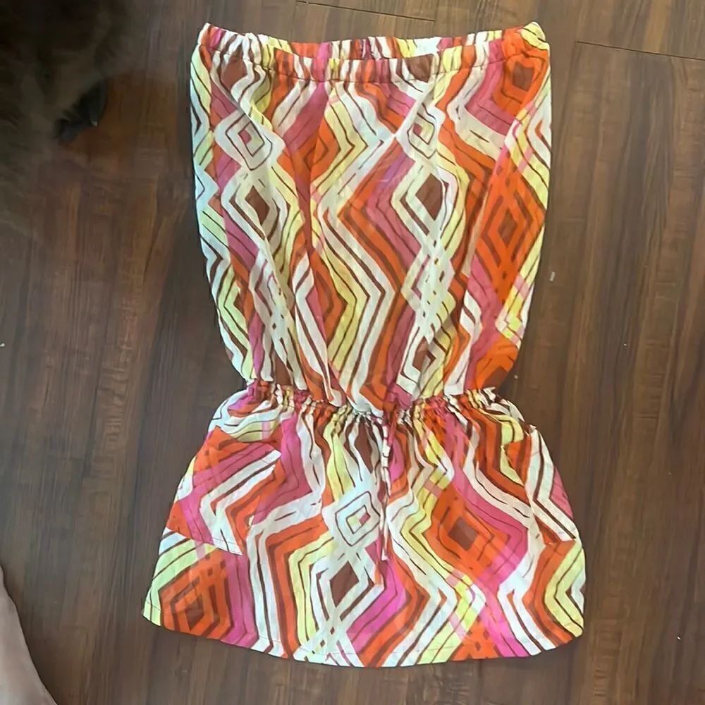 NEW Cover Up - Silk Swim Cover Up - Sheer - Orange Pink Yellow - Size M/L